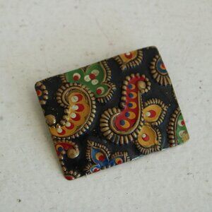 Vintage 1800s 1900s Brooch, Paisley Victorian Edwardian Metal Clothing Pin